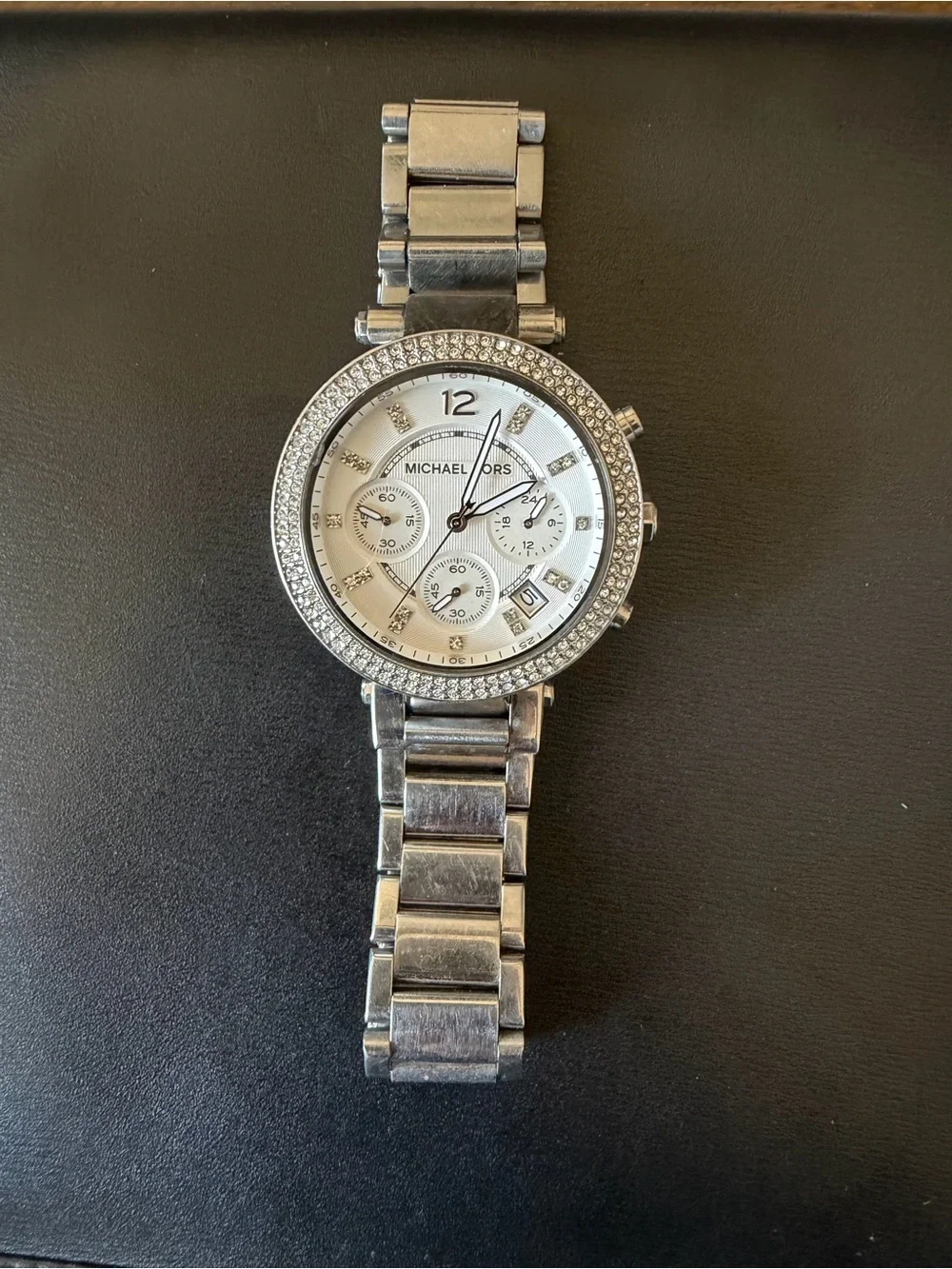 Michael Kors Silver Crystal-Accented Bracelet Watch-Women’s